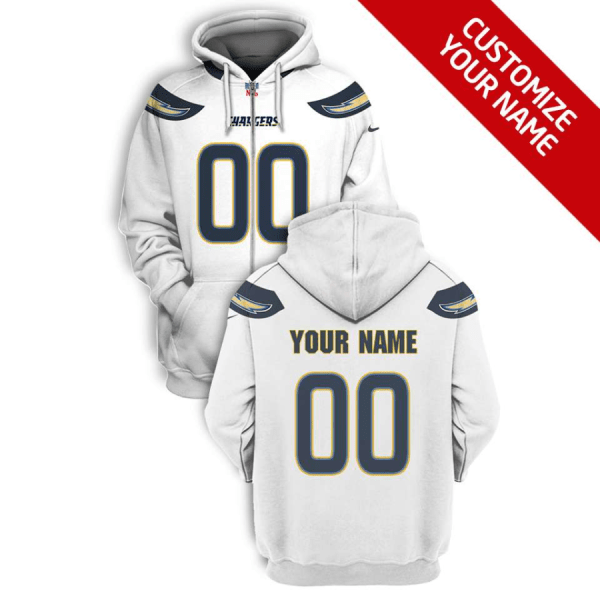 Men's White Los Angeles Chargers Active Player Custom 2021 Pullover Hoodie
